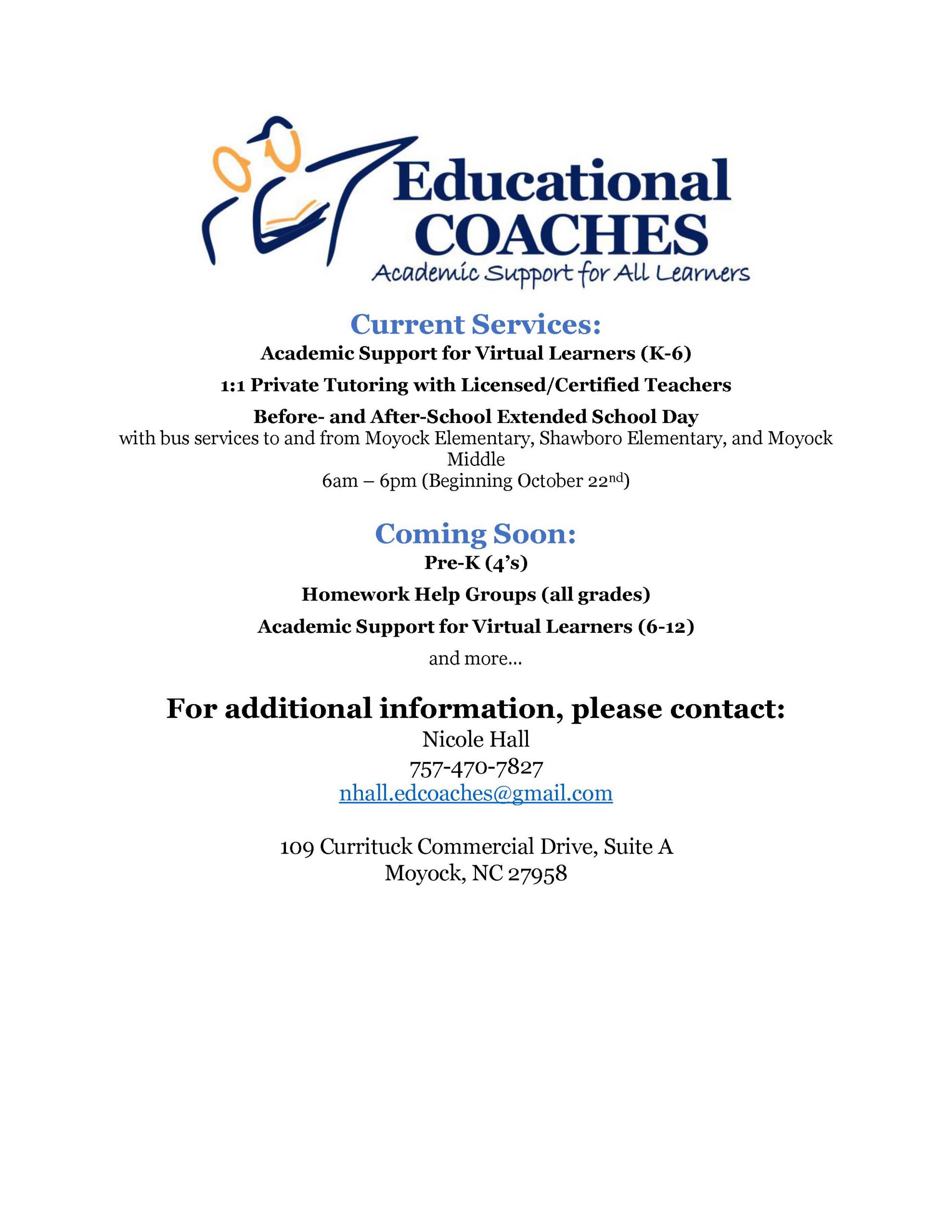 Educational Coaches Extended School Day Currituck Chamber of